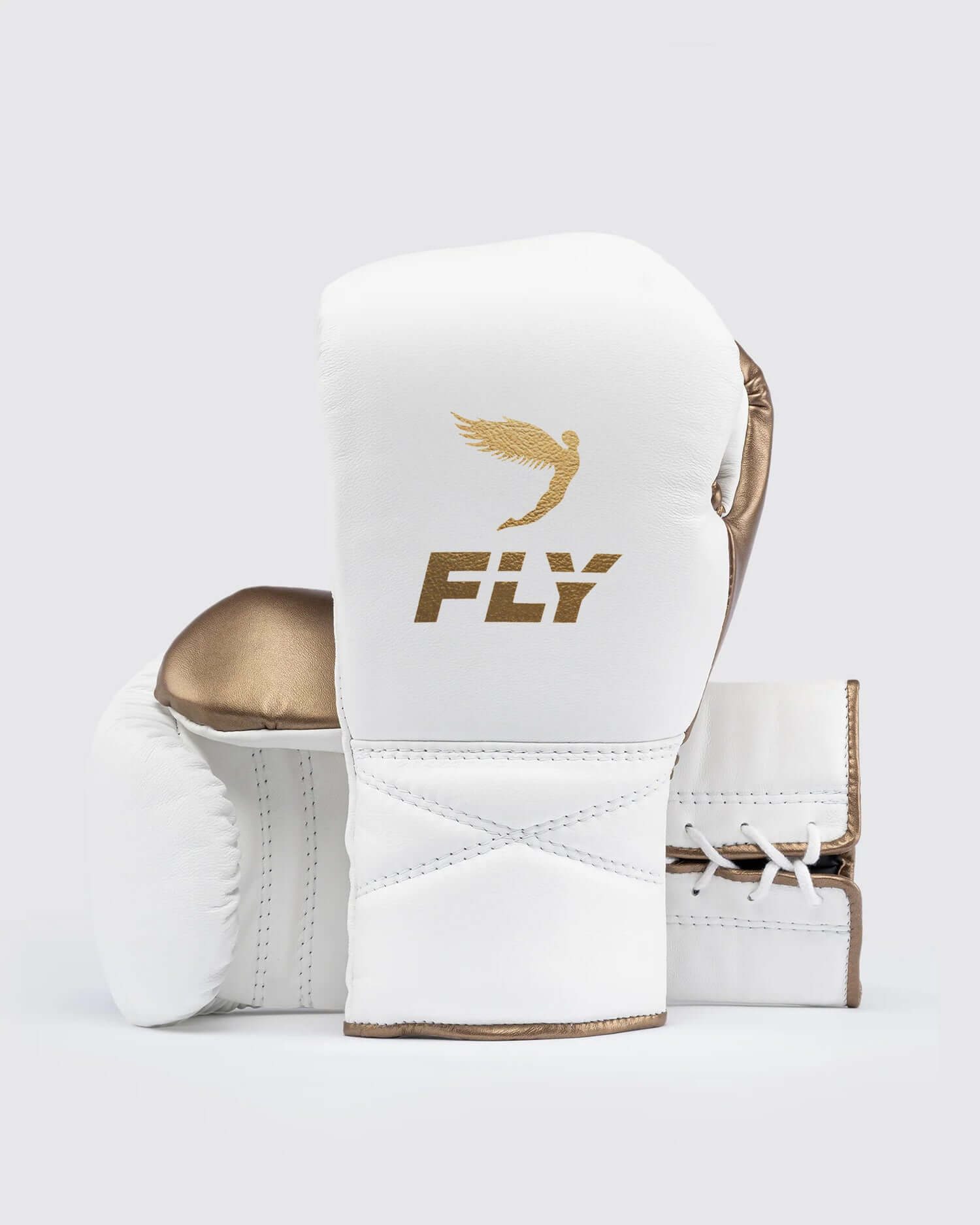 Fly White/Brown Boxing Gloves Custom Fit Gym Training