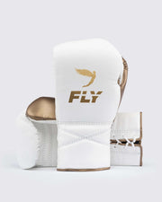 Fly White/Brown Boxing Gloves Custom Fit Gym Training