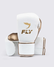 Fly White/Brown Boxing Gloves Sparring Training Gloves