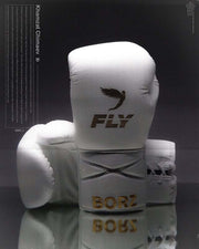 Fly White/Gold Boxing Gloves Durable Sparring Gloves