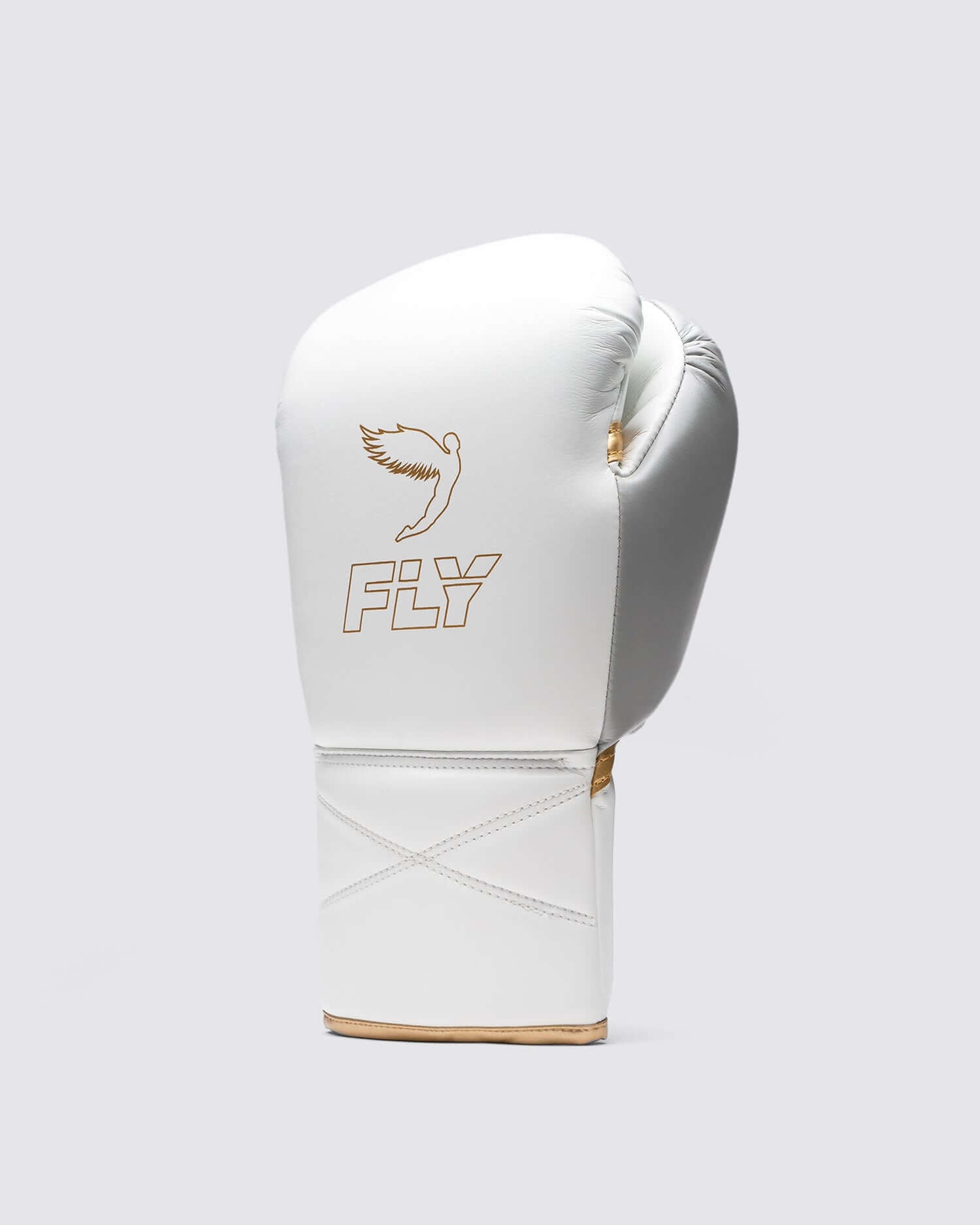 Fly White/Silver/Gold Boxing Gloves Durable Sparring Gloves Back View