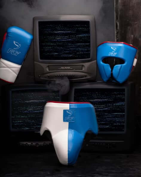 Fly Blue/White/Red Boxing Set Premium Training Gloves Kit