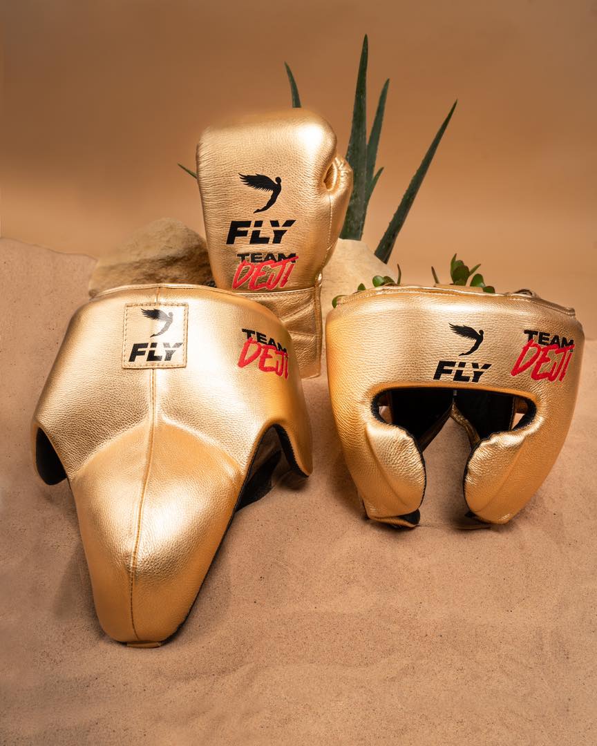 Fly Leather Boxing Set Golden Custom Training Collection Full View