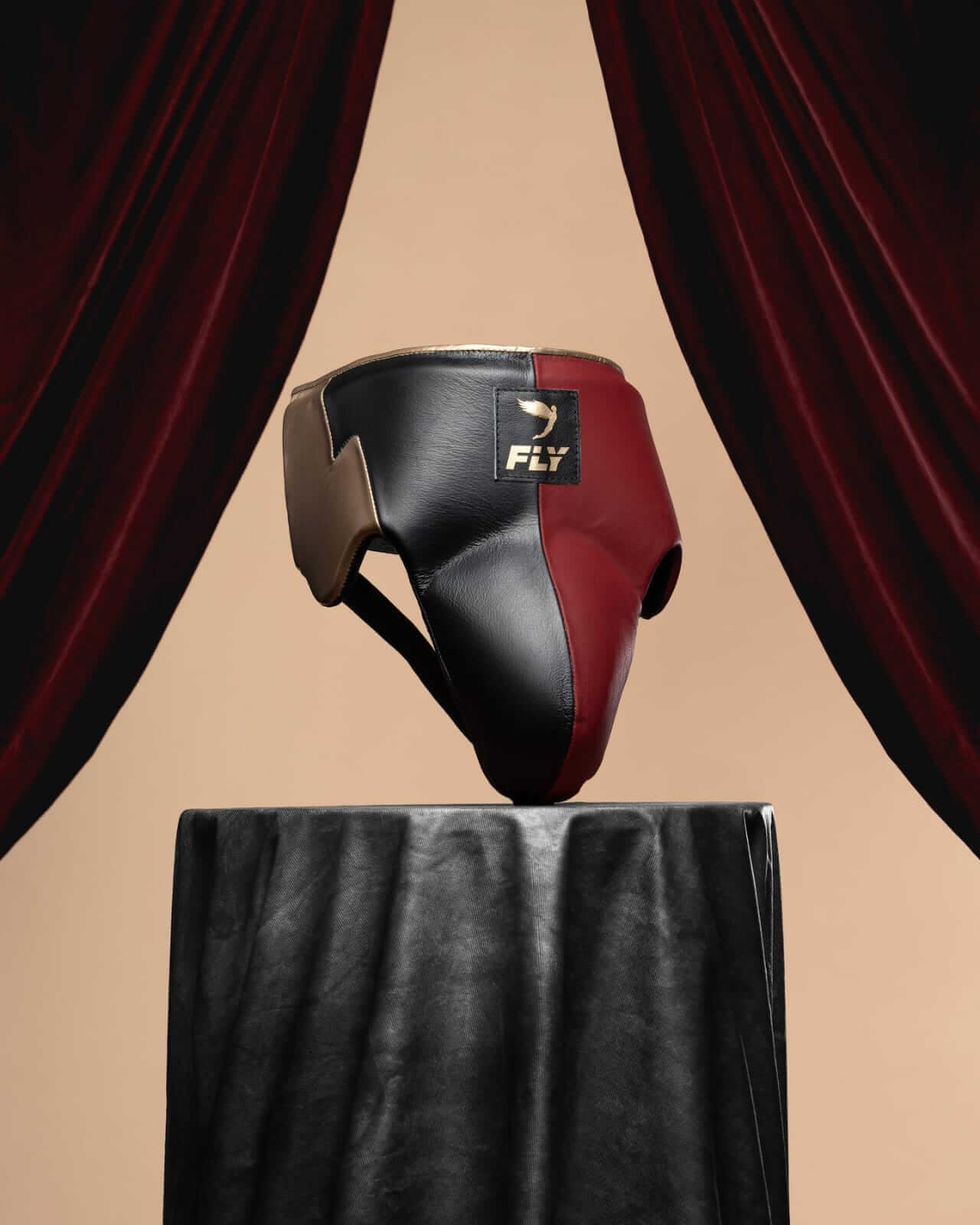 Fly Beginner Boxing Set Maroon/Black/Gold Gloves Training Kit Groinguard View