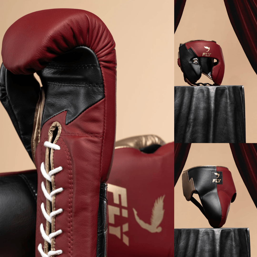 Fly Beginner Boxing Set Maroon/Black/Gold Gloves Training Kit