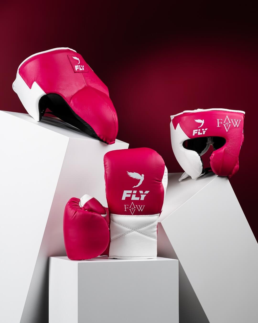 Fly Boxing Gloves Set Pink/White Heavy Duty Training Collection