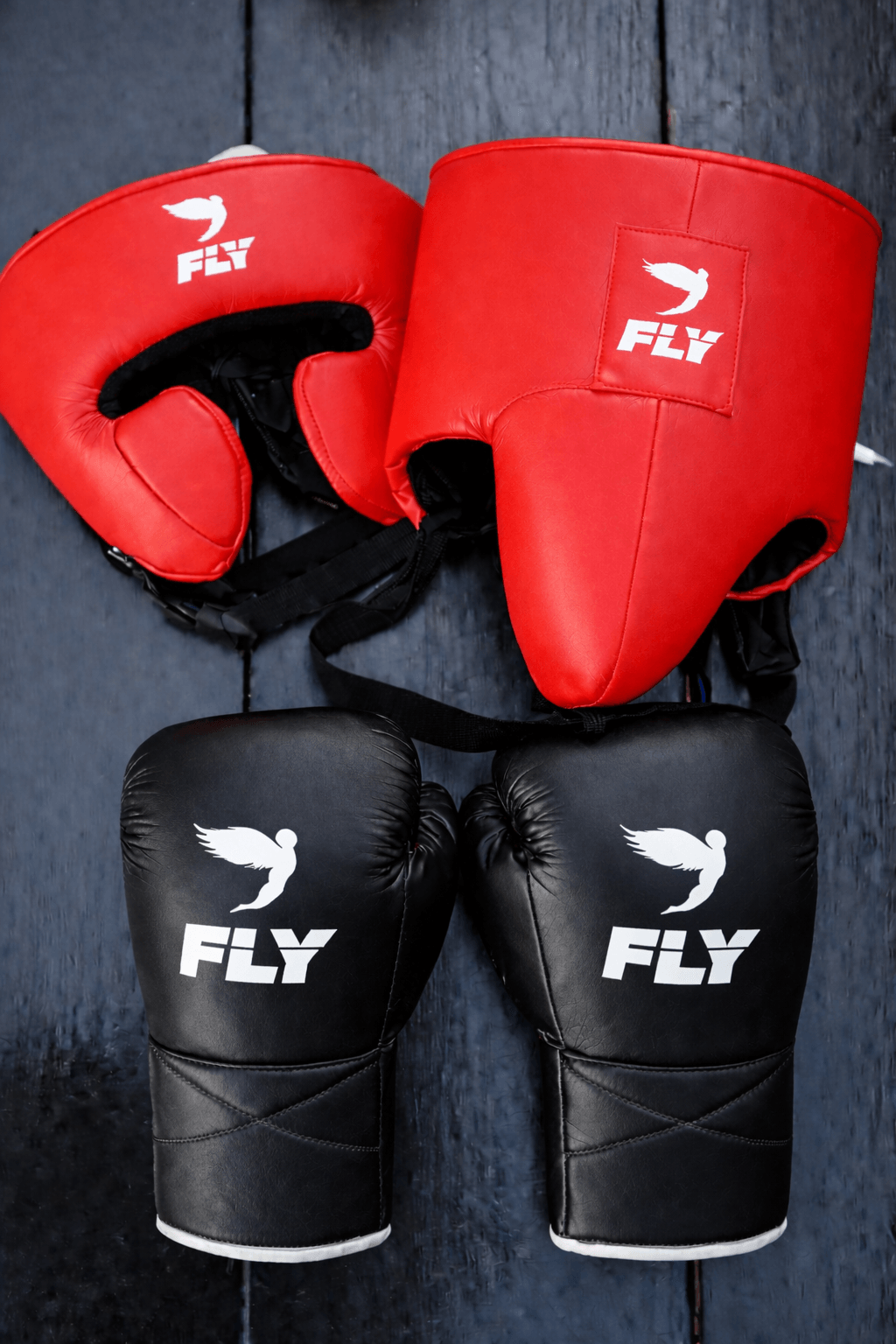 Fly Black/Red Boxing Set Premium Training Gloves Kit