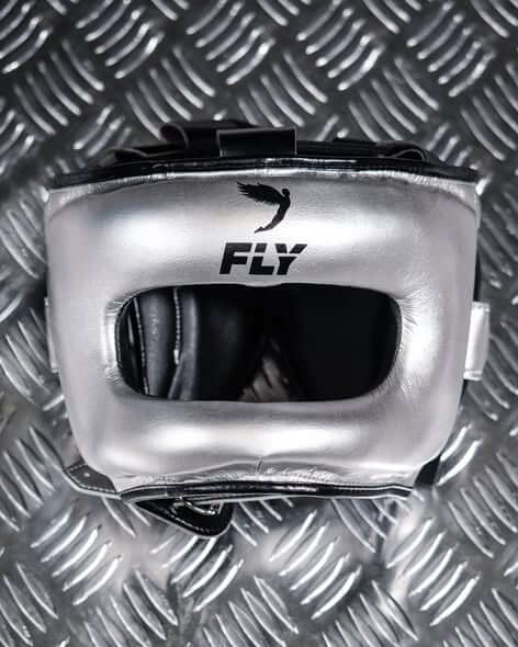 Fly Sparring Boxing Set Silver/Black Complete Gear Bundle Headguard View