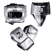 Fly Sparring Boxing Set Silver/Black Complete Gear Bundle