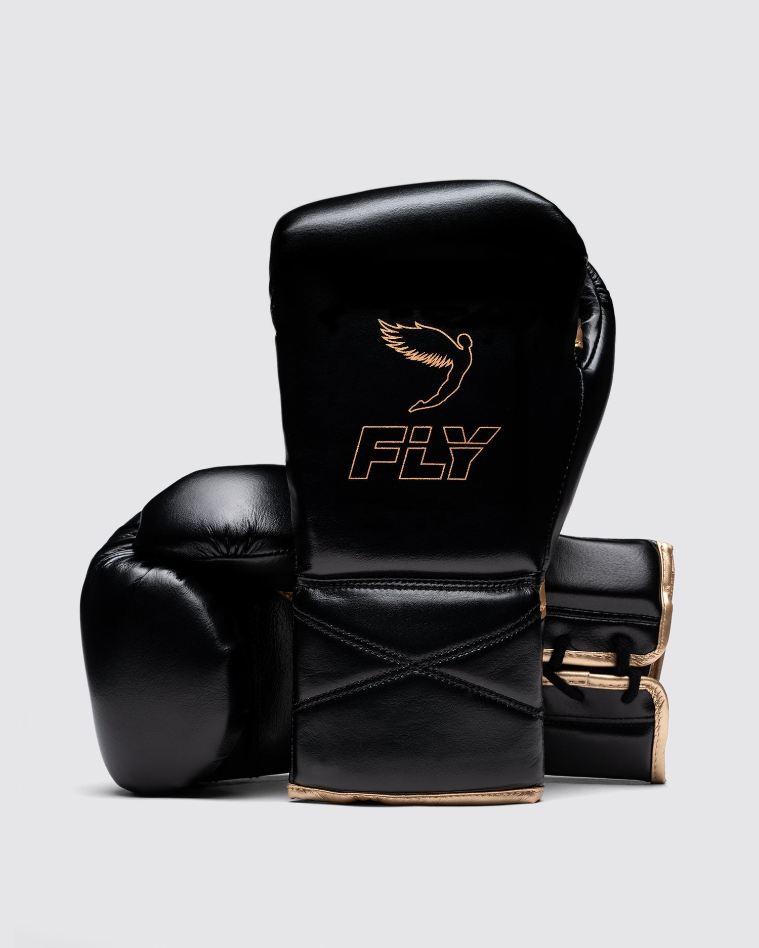 Fly Boxing Gloves Black/God | Lace-Up