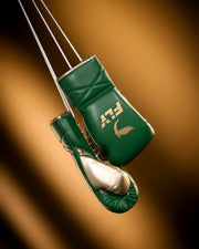 Fly Boxing Gloves Green/Gold | Lace-Up