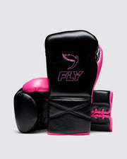 Fly Boxing Gloves Lace-Up | Black/Pink