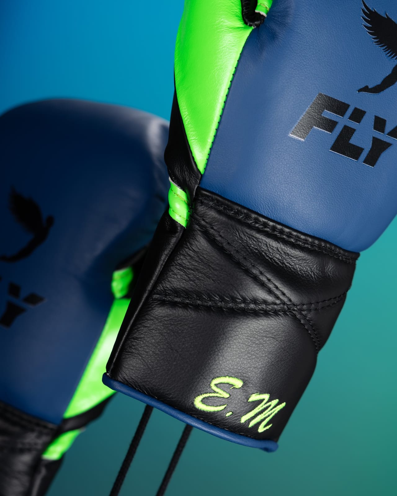Fly Boxing Gloves Lace-Up | Blue/Green/Black
