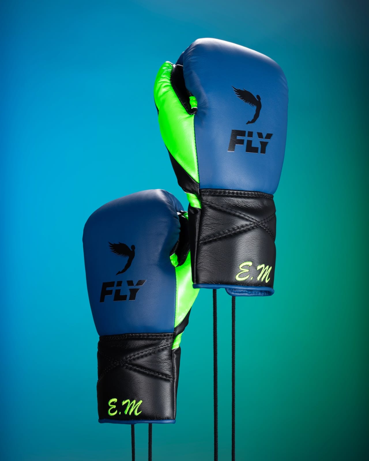 Fly Boxing Gloves Lace-Up | Blue/Green/Black