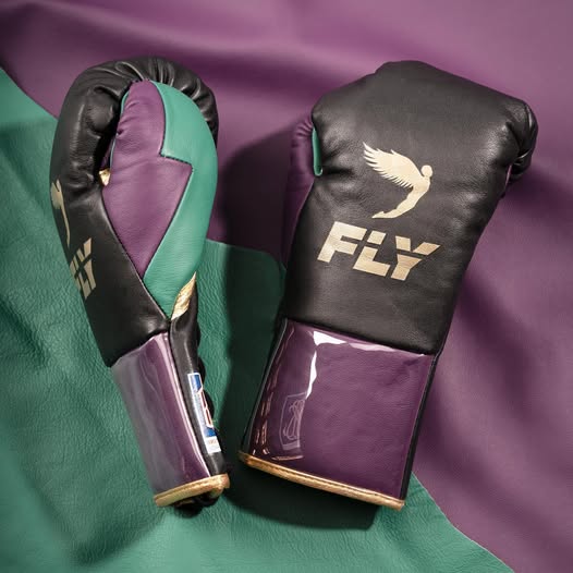 Fly Boxing Gloves Lace-Up | Grey/Purple/Green