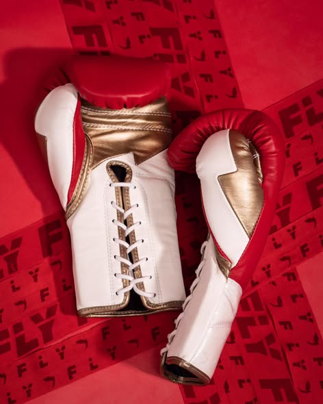 Fly Boxing Gloves Lace-Up | Red/White/Brown