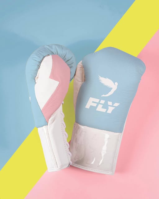 Fly Boxing Gloves Lace-Up | Sky-Blue/White/Pink