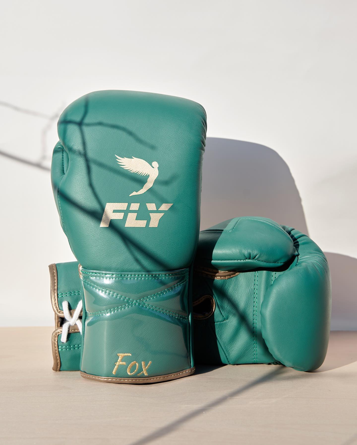 Fly Boxing Gloves Lace-Up | Teal/Gold