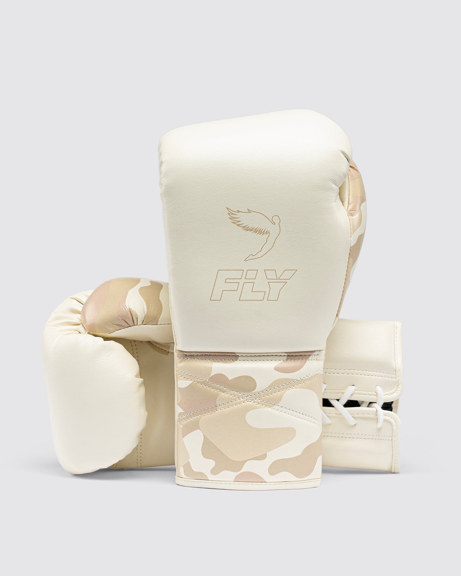 Fly Boxing Gloves Lace-Up | White/Beige