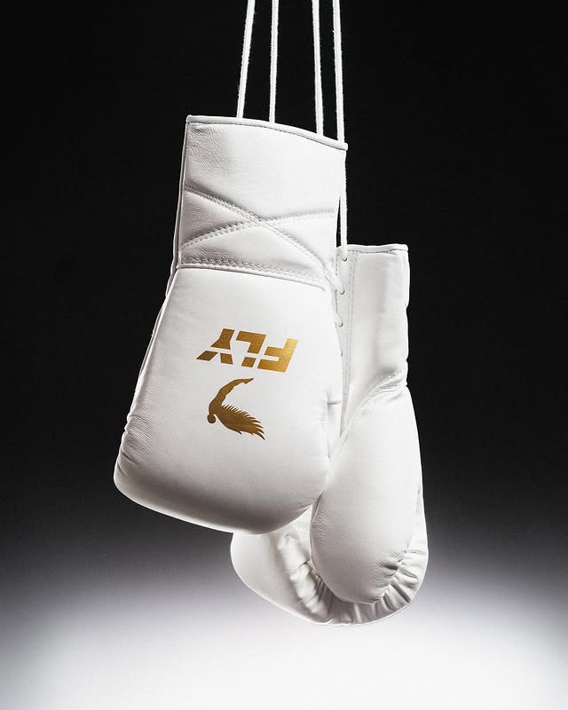 Fly Boxing Gloves Lace-Up | White/Gold