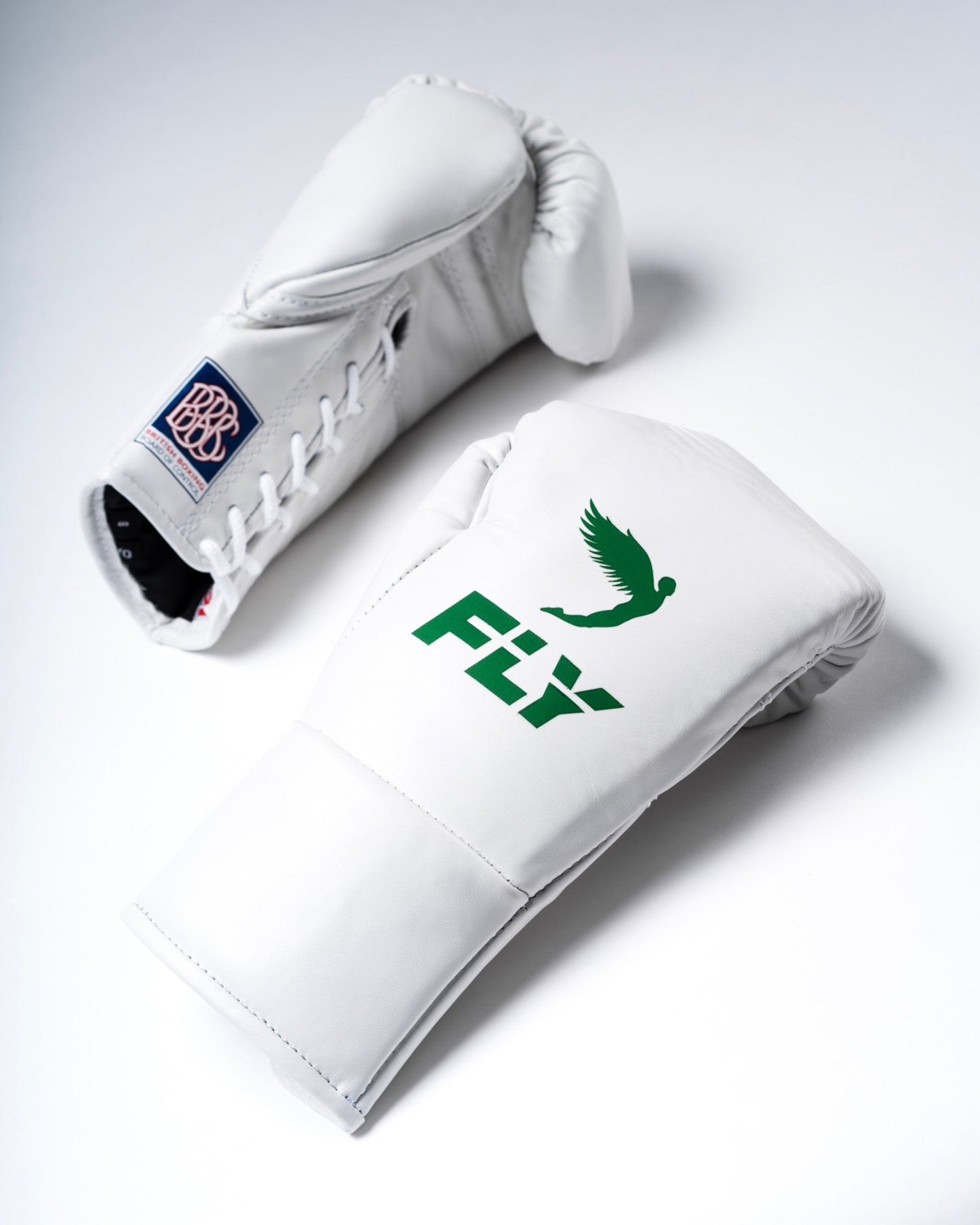 Fly Boxing Gloves Lace-Up | White/Green