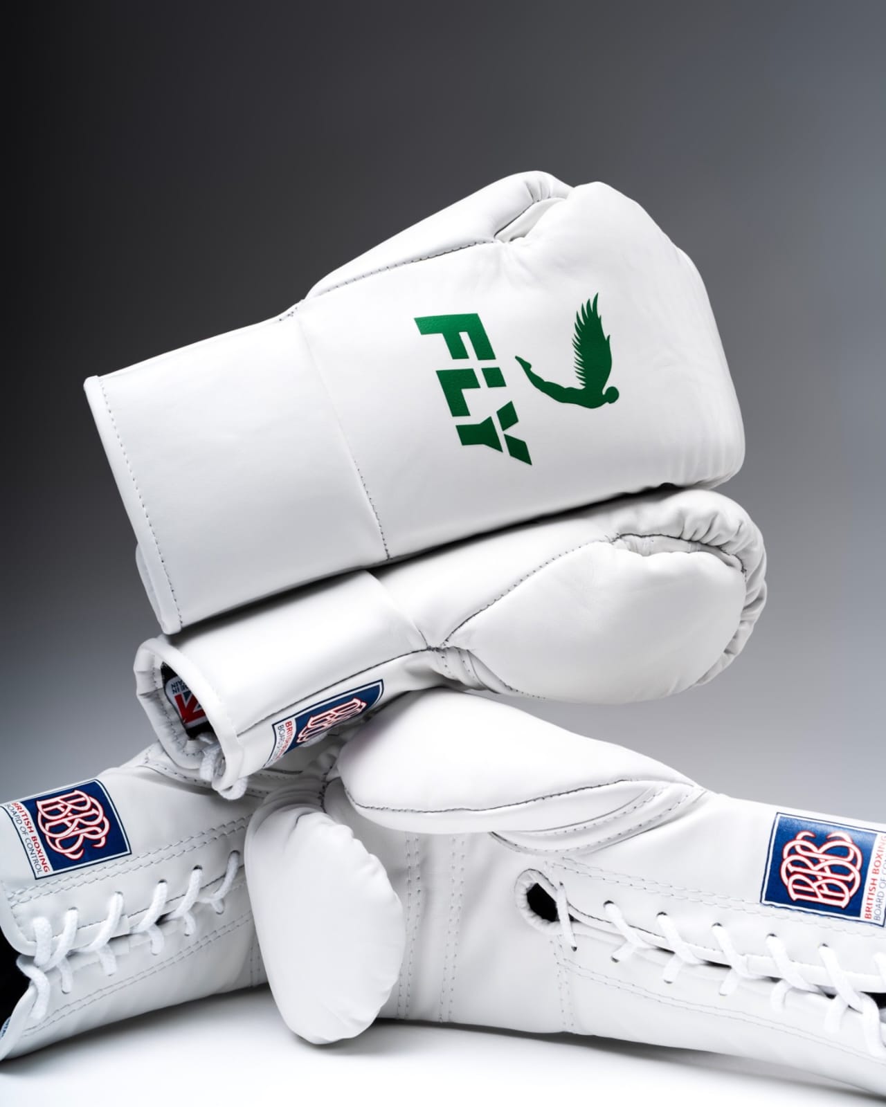 Fly Boxing Gloves Lace-Up | White/Green