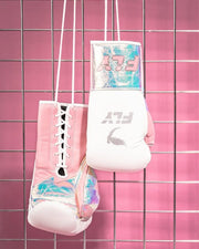 Fly Boxing Gloves Lace-Up | White/Pink