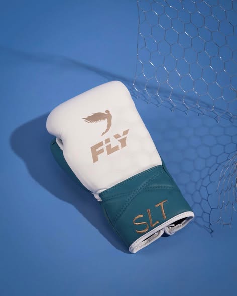 Fly Boxing Gloves Lace-Up | White/Teal