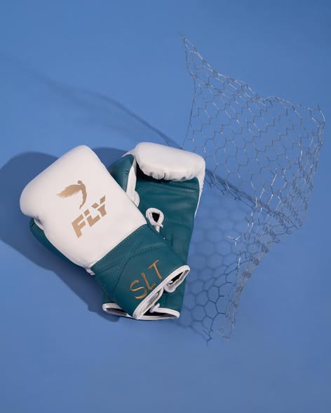 Fly Boxing Gloves Lace-Up | White/Teal