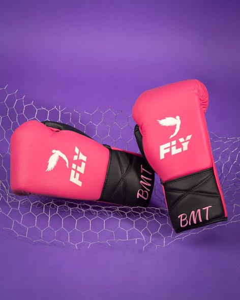 Fly Boxing Gloves Pink/Black | Lace-Up