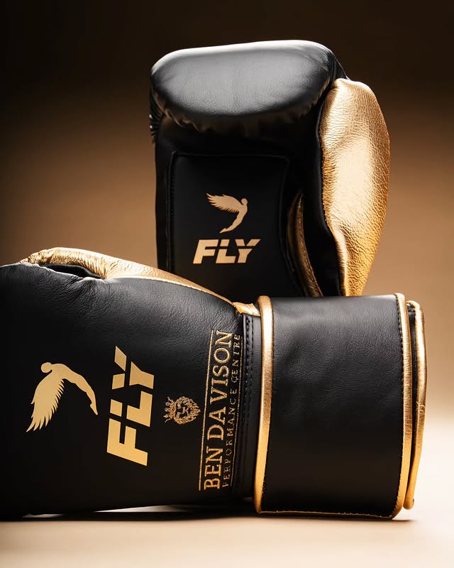 Fly Boxing Gloves Velcro | Black/Gold