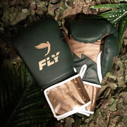 Fly Boxing Gloves Velcro | Green/Brown/White