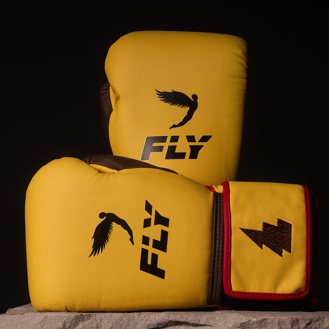 Fly Boxing Gloves Velcro | Yellow/Brown/Red
