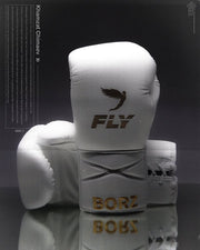 Fly Boxing Gloves White/Gold | Lace-Up
