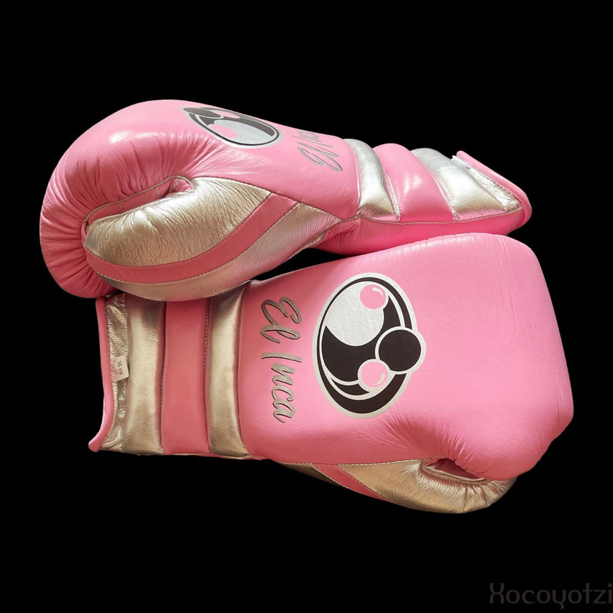 Grant Boxing Gloves Pink/Silver on Hands Training Gloes Side View