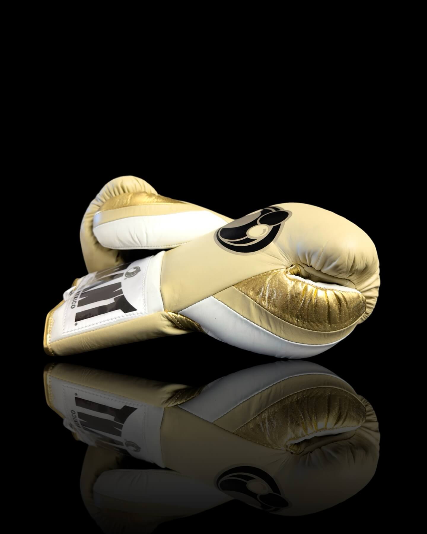 Grant Gold/White Leather Boxing Gloves Heavy Duty Training Pair Thumb View