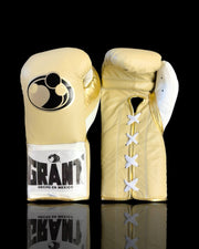 Grant Gold/White Leather Boxing Gloves Heavy Duty Training Pair