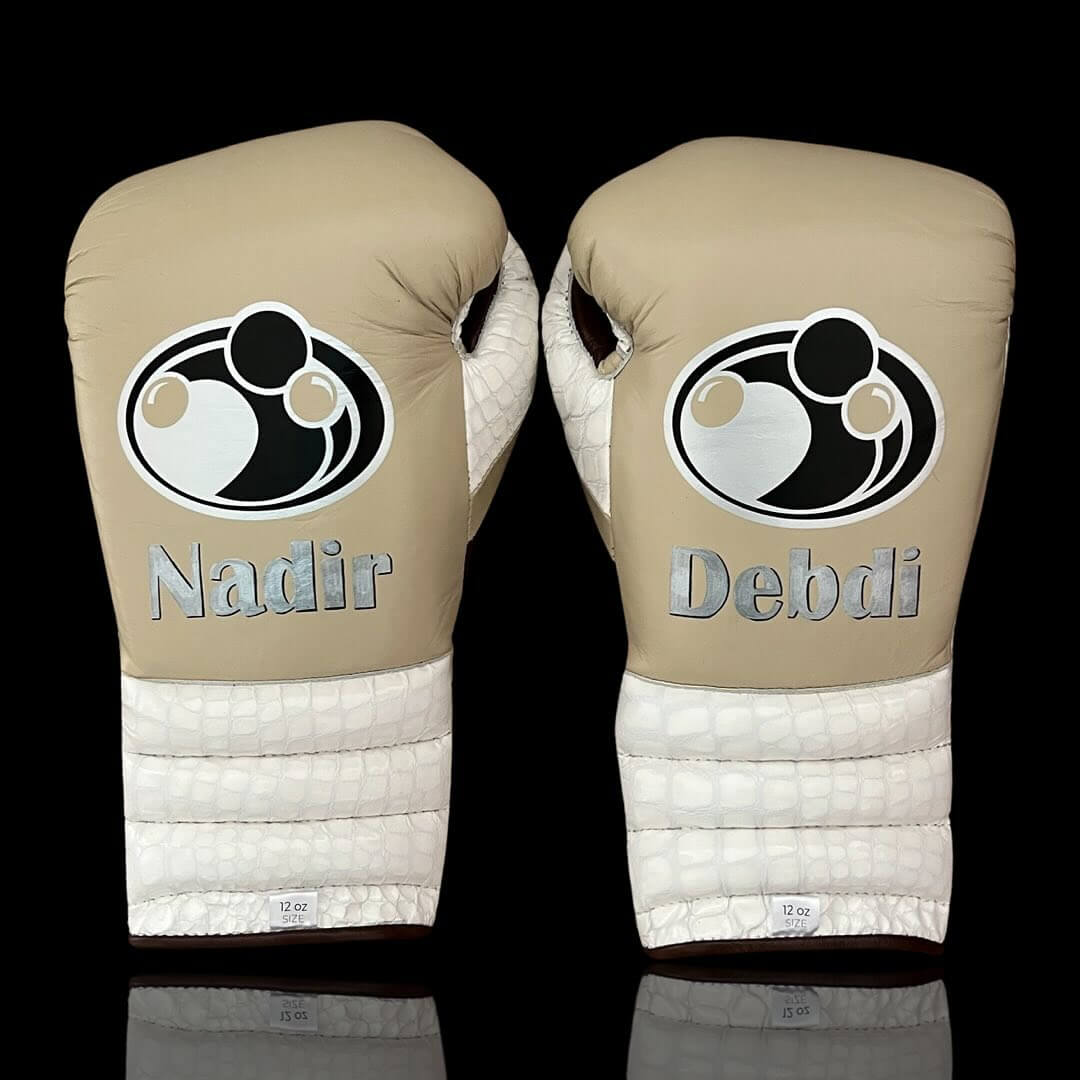 Grant Beige/White/Brown Boxing Gloves Premium Gym Training Pair Back View