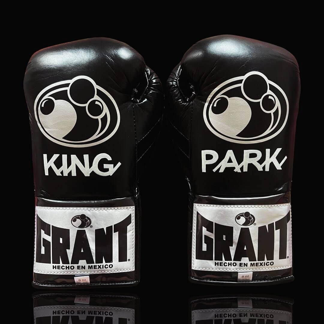 Grant Black Leather Boxing Gloves Custom Fit Training Back View