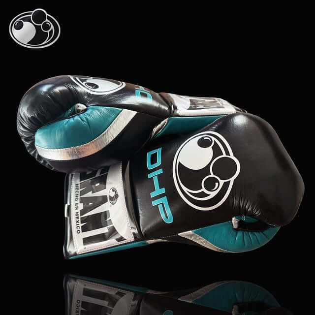 Grant Black/Blue/Silver Leather Boxing Gloves Custom Fit Training Thumb View
