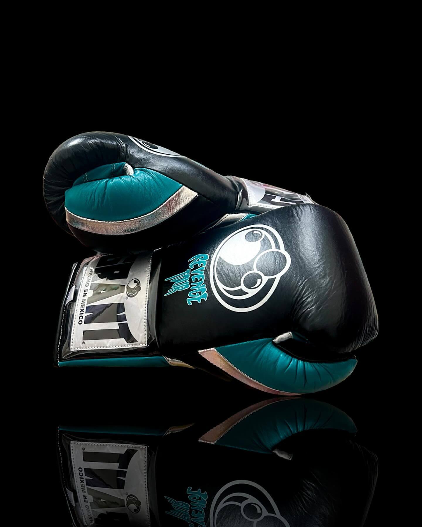 Grant Black/Blue/Silver Boxing Gloves Premium Gym Training Pair Back View