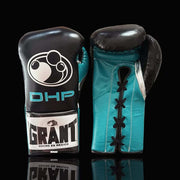Grant Black/Blue/Silver Leather Boxing Gloves Custom Fit Training