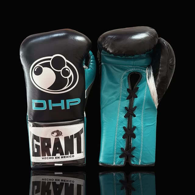 Grant Black/Blue/Silver Leather Boxing Gloves Custom Fit Training