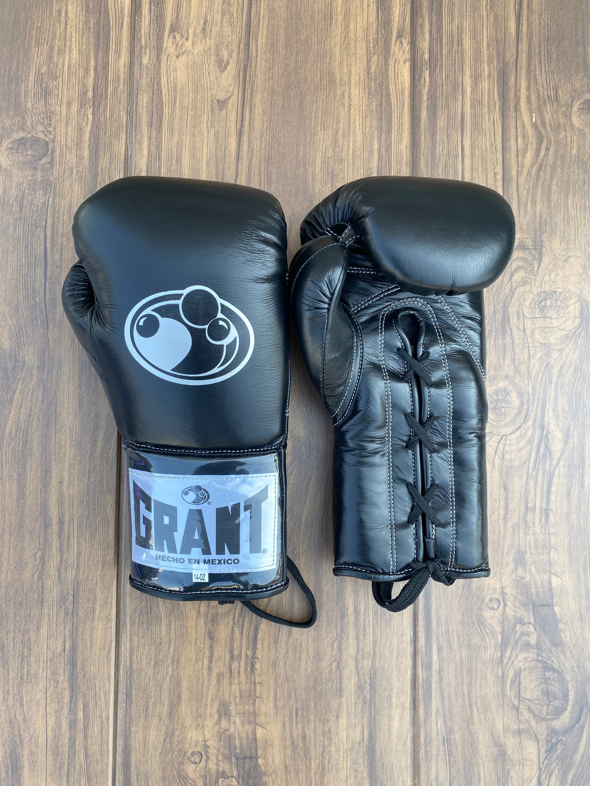 Grant Boxing Gloves Black Leather Training Gloves Front View