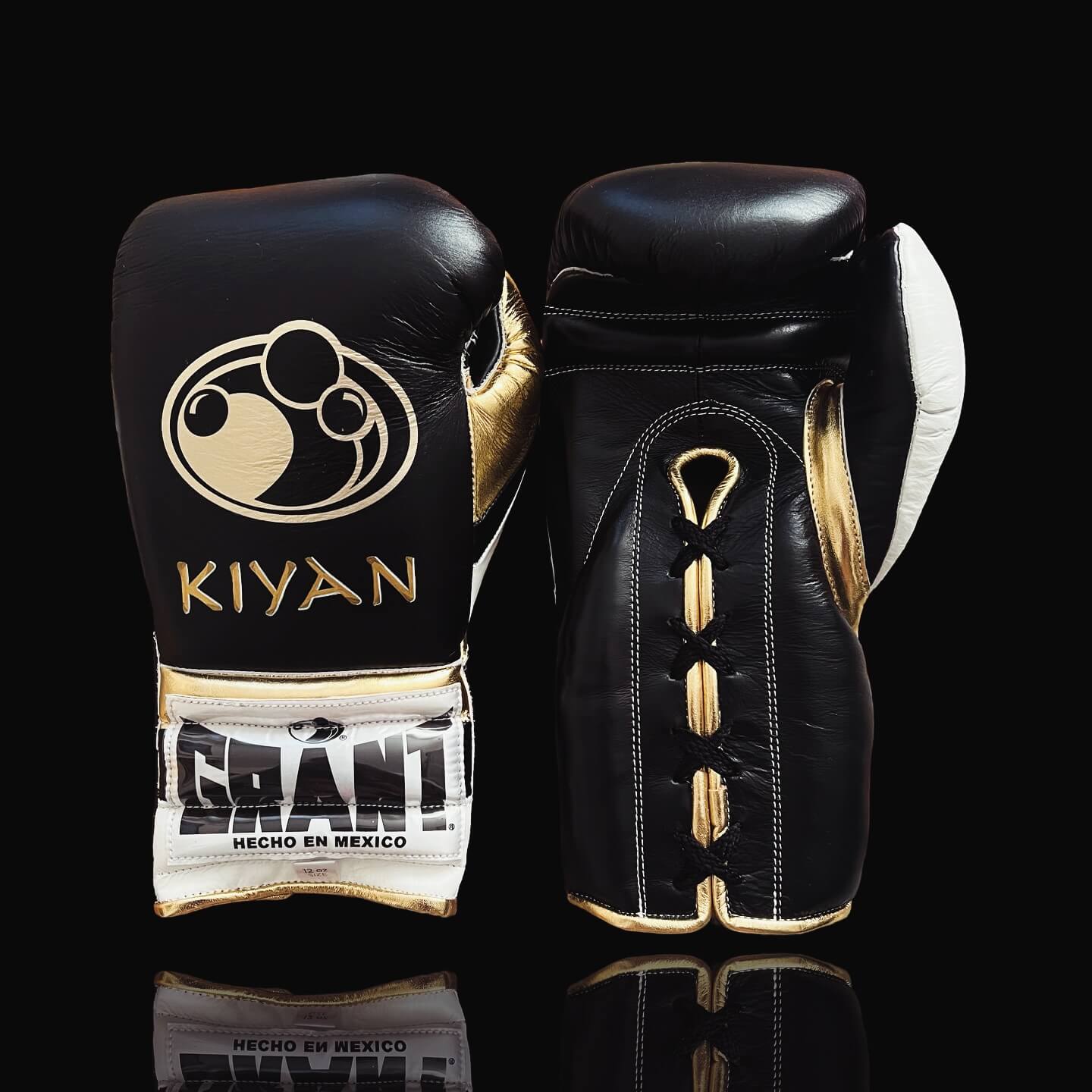 Grant Black/Gold/White Boxing Gloves Premium Leather Training Pair