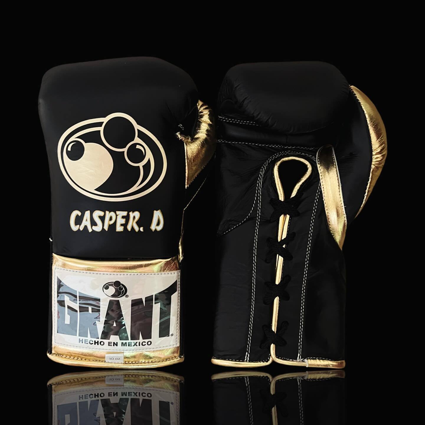 Grant Boxing Gloves Black/Gold on Hands Training Action Shot
