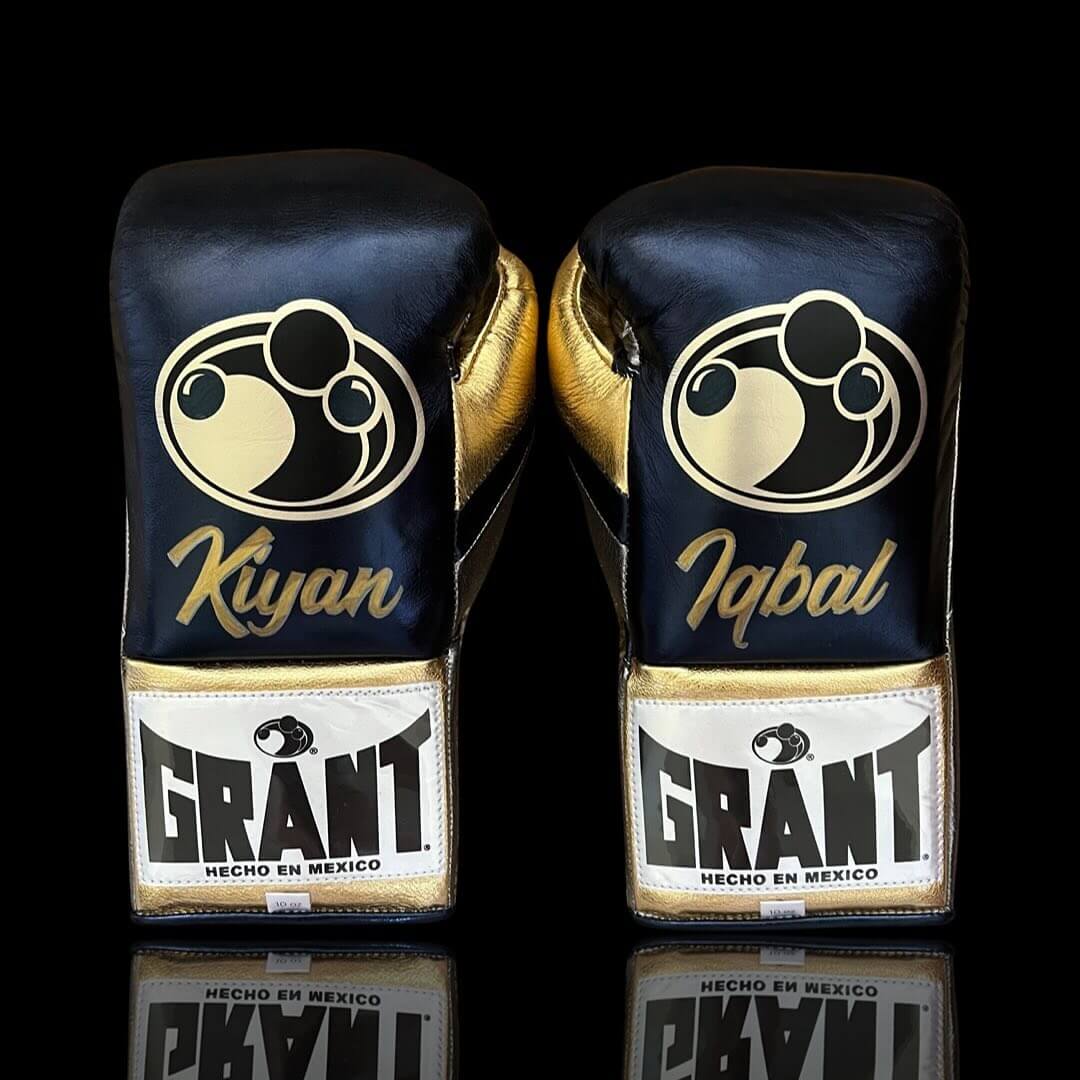 Grant Black/Grey/Gold Boxing Gloves Premium Quality Training Back View