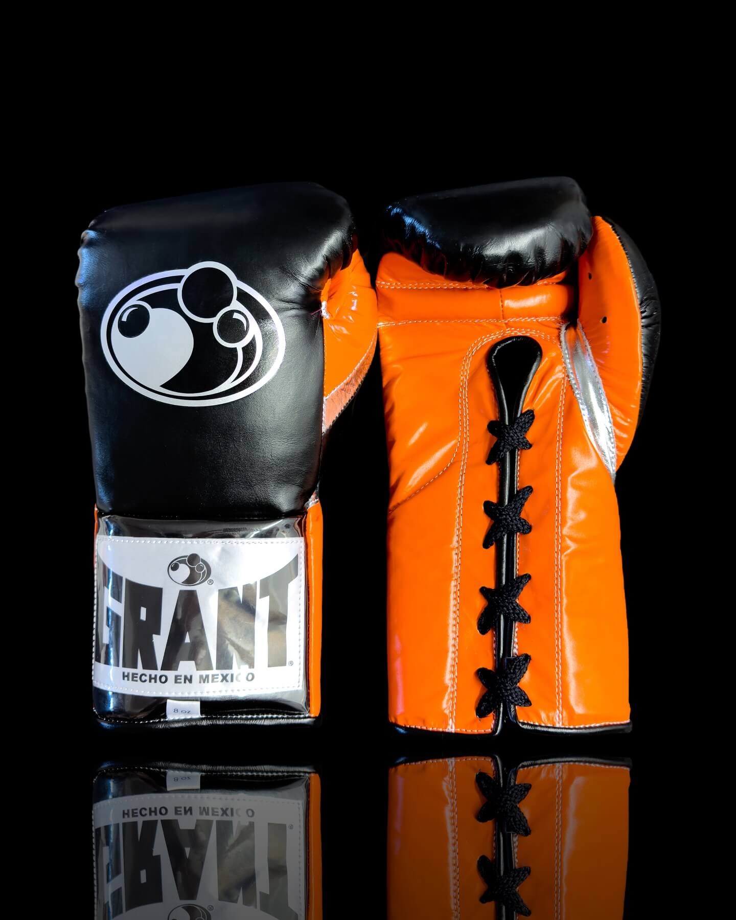 Grant Black/Orange/Silver Full View Leather Boxing Gloves