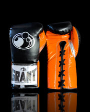 Grant Black/Orange/Silver Full View Leather Boxing Gloves