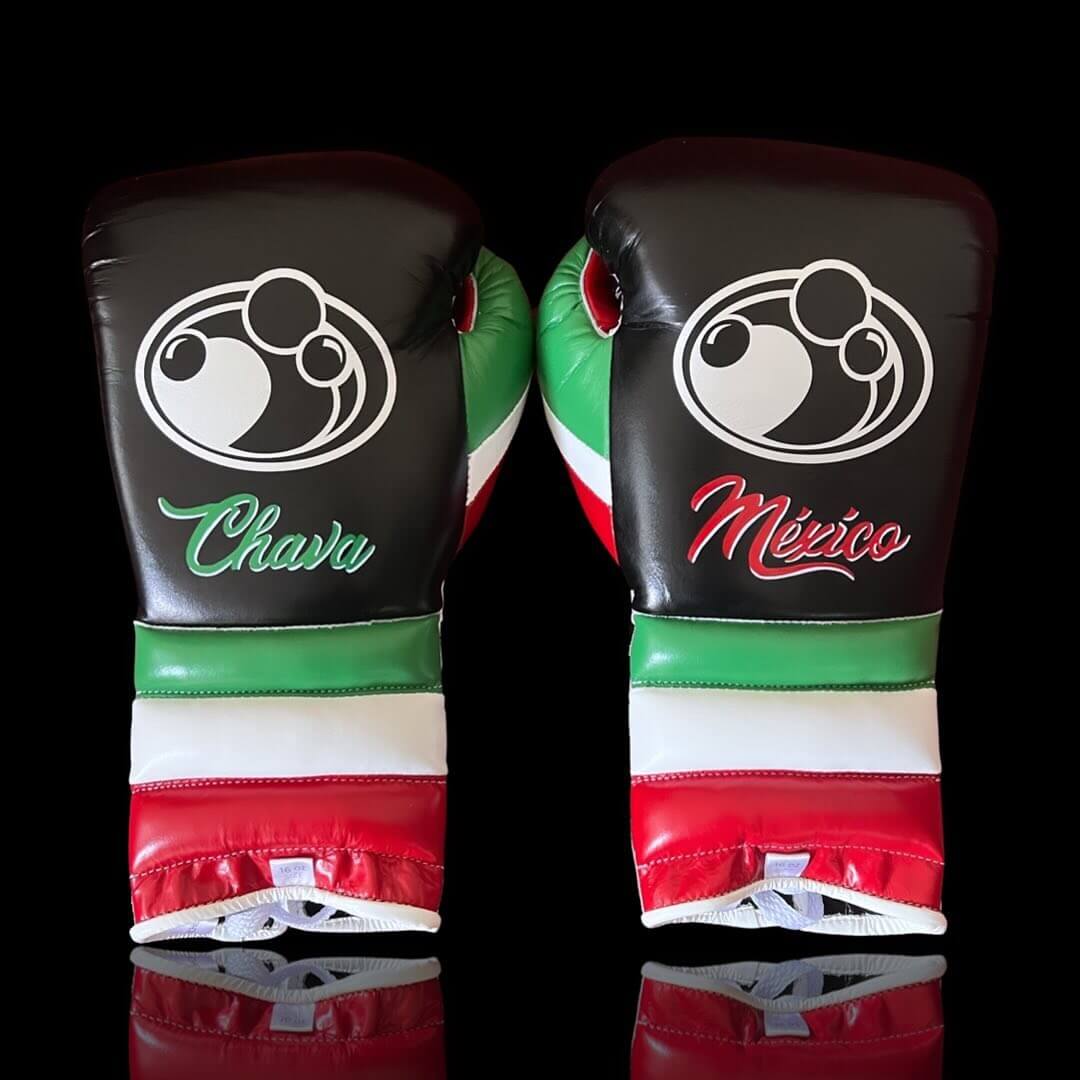Grant Black/Red/Green/White  Leather Boxing Gloves Classic Design Pair Back View
